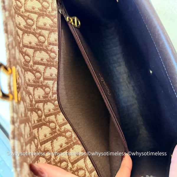 Vintage Dior Oblique 2-way Bag - Brown