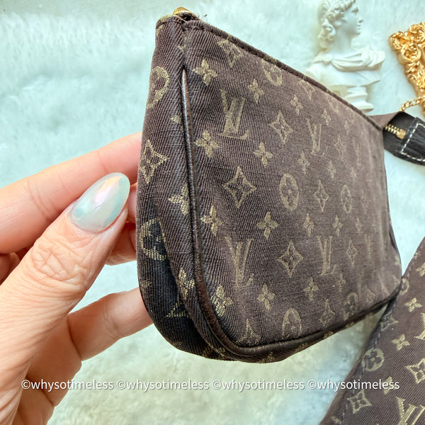 Vintage LV Monogram Denim Bucket Bag - Chocolate Brown