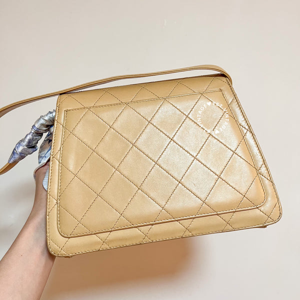 Vintage Chanel Trapezoid Kelly Bag - Light Beige