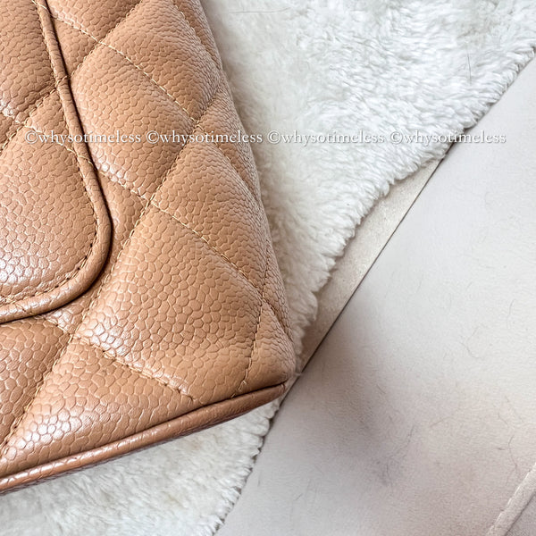 【May 1 Auction】 Vintage Chanel Caviar Medallion Hilton Tote - Dark Beige