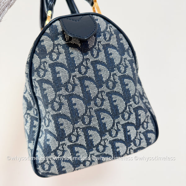 Vintage Dior Trotter 25cm Boston Bag - Navy 002