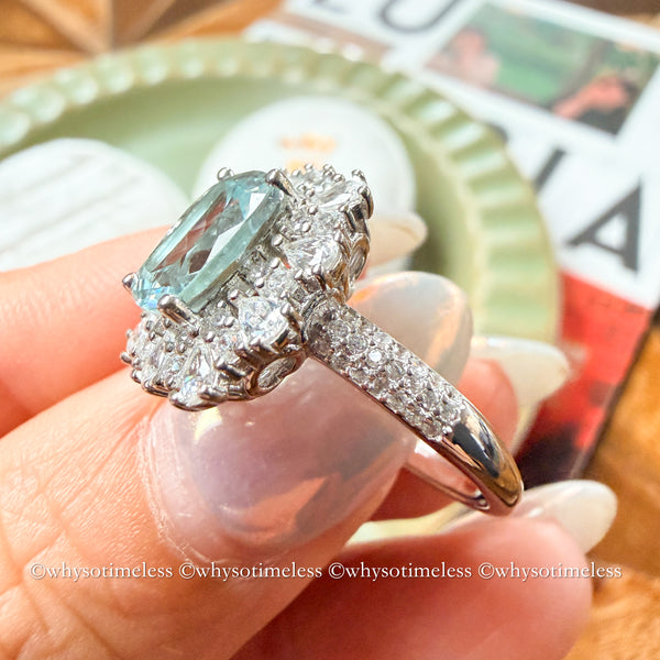 2.26ct Natural Cushion Cut Aquamarine Silver Ring