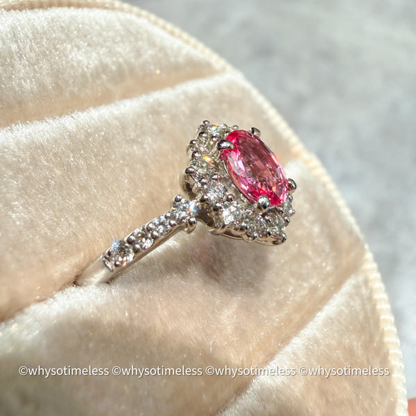Natural Padparadscha Diamond PT900 Ring - Lotus