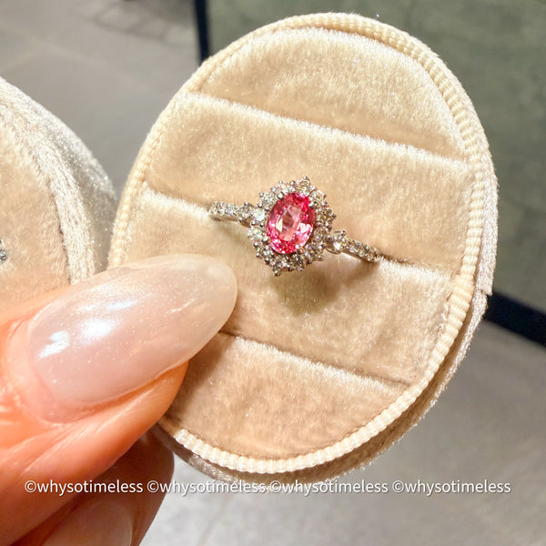 Natural Padparadscha Diamond PT900 Ring - Lotus