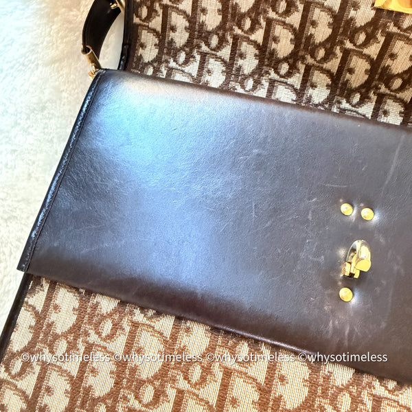 Vintage Dior Oblique 2-way Bag - Brown