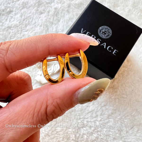 Pre-owned Versace Gold-Finish Metal Hoop Earrings