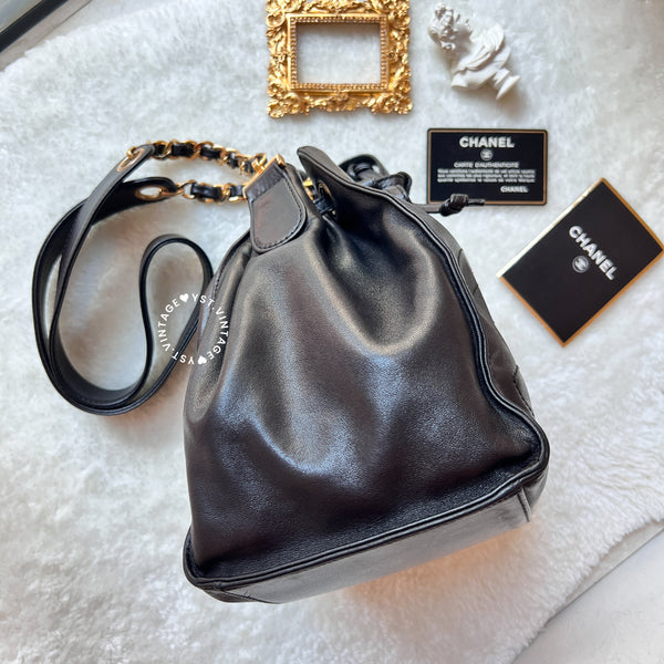 Vintage Chanel Bucket Bag - Black