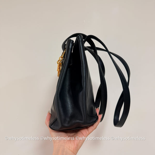 Vintage Lady Dior Shoulder Bag in Calf Leather - Black