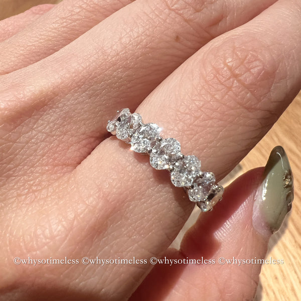 【Pre-order】Éternel Oval Lab Grown Diamond 18KYG/PT Half Eternity Ring