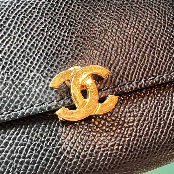 【古物拍賣 - 5 Sep】Vintage Chanel Caviar Coco Lock Card Holder - Black