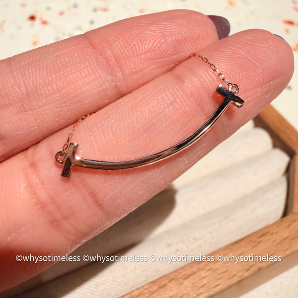 0.20ct Natural Heart & Cupid Cut Diamond 18KPG Smile Necklace