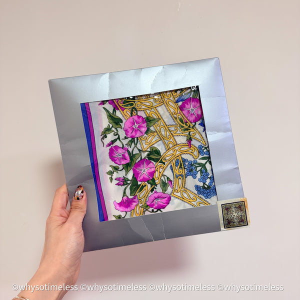 Vintage Dior Floral Garden Silk Scarf With Original Box