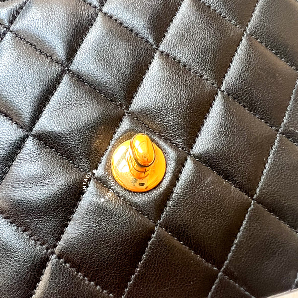 Vintage Chanel Mini Square Flap Bag - Black x Gold 004