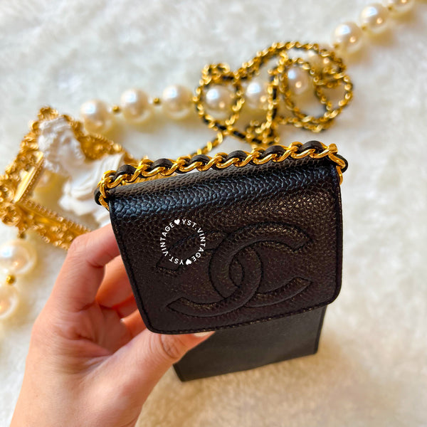 Vintage Chanel Caviar Mini Bag/ Phone Case - Black