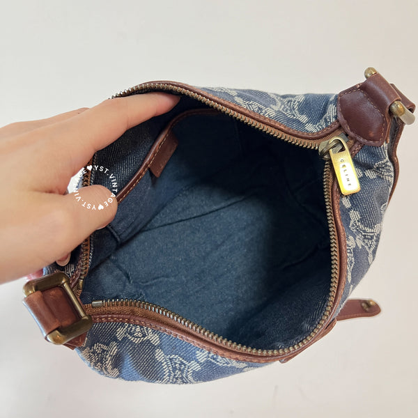 Vintage CELINE Denim Triomphe Lunch Box Bag 002