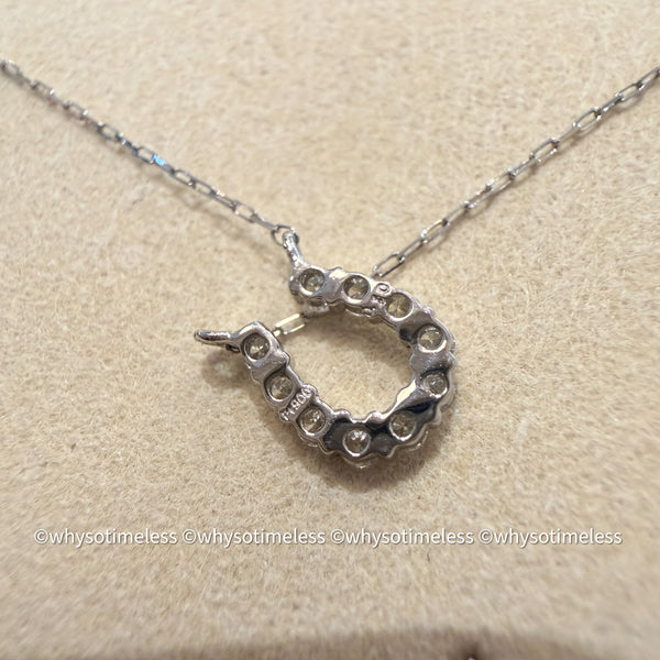 0.10ct Natural Diamond Horseshoe Shape PT Necklace