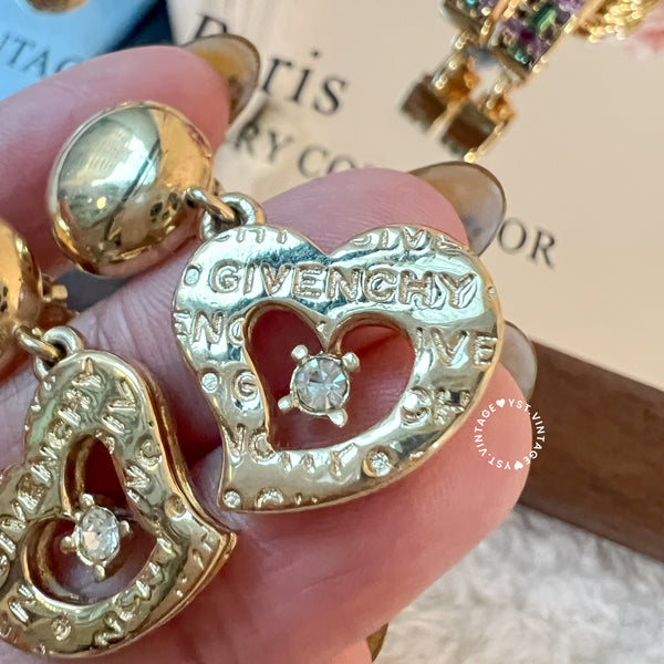 Vintage Givenchy Heart Ear Clips with Rhinestone