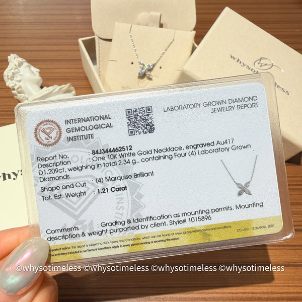 1.21ct Lab Grown Diamond 10K Marquise Brilliant Cut Clover Necklace