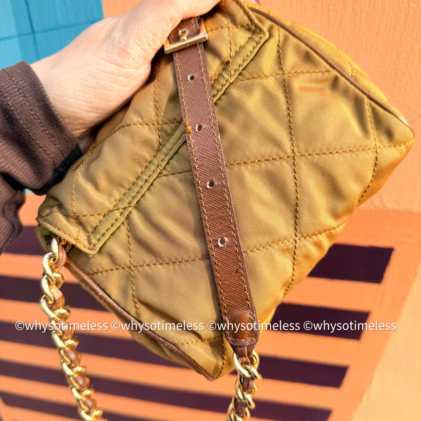 Vintage Prada Mini 2-way Belt Bag - Ginkgo Leaf Brown