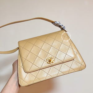 Vintage Chanel Trapezoid Kelly Bag - Light Beige