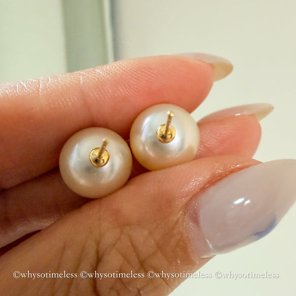 11-12mm 南洋金珠 18KYG Earrings