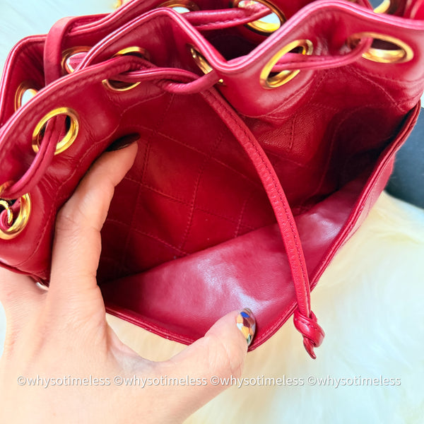 Vintage Chanel Mini Bucket Bag - Red