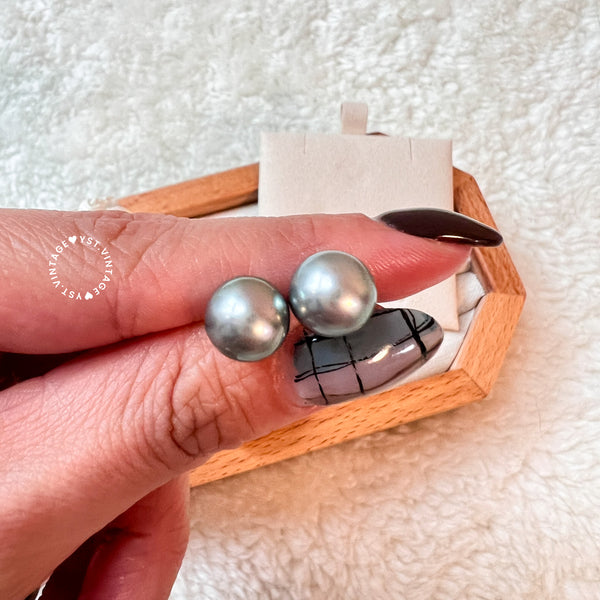 9-10mm 大溪地 Tahitian Pearl 18KPT900 Earrings - Ocean Blue