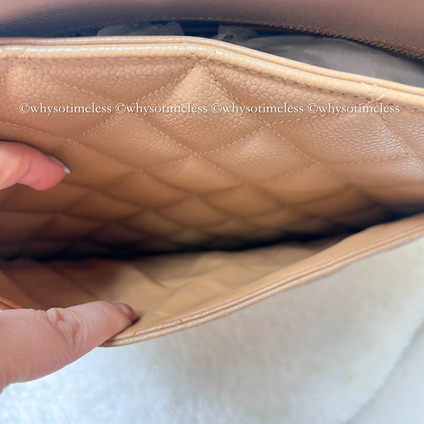 【May 1 Auction】 Vintage Chanel Caviar Medallion Hilton Tote - Dark Beige
