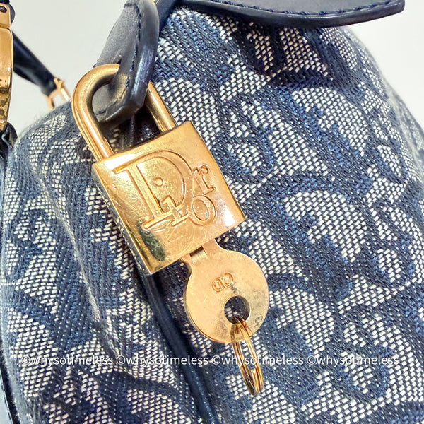 Vintage Dior Trotter 25cm Boston Bag - Navy 002