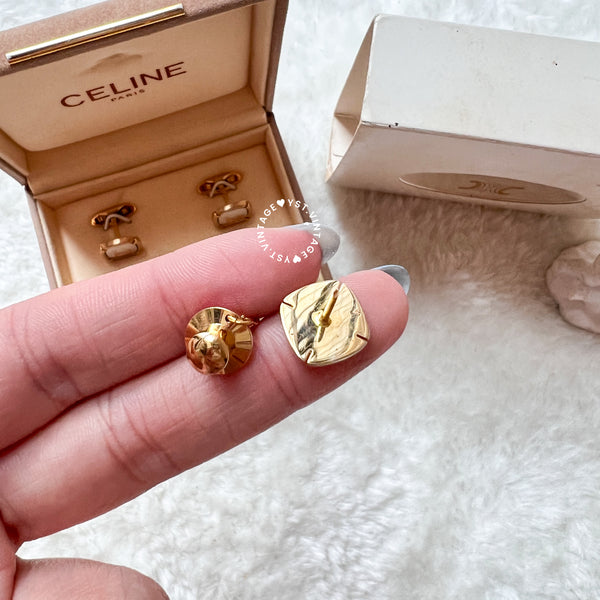 CELINE Horse Carriage Cufflinks Set with Original Box