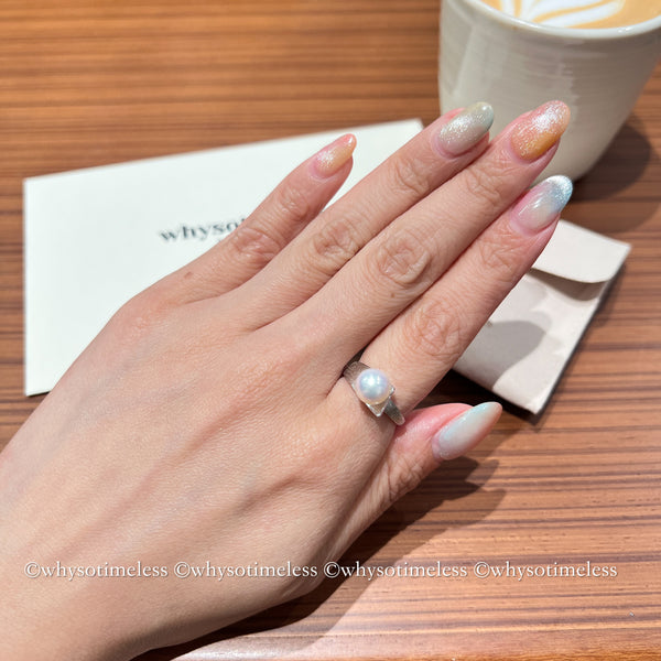 Japanese 8-8.5mm Akoya Silver Ring