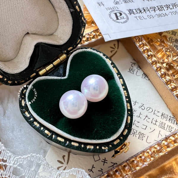 / pre-order / Japanese 6-6.5mm Akoya Rose 18KYG Earrings with PSL mini card