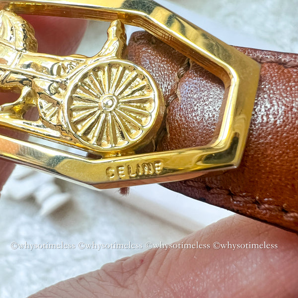 Vintage CELINE Sulky Belt - Brown*Gold With Original Box