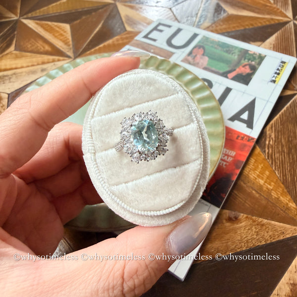 2.26ct Natural Cushion Cut Aquamarine Silver Ring