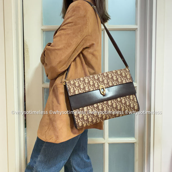 Vintage Dior Oblique 2-way Bag - Brown