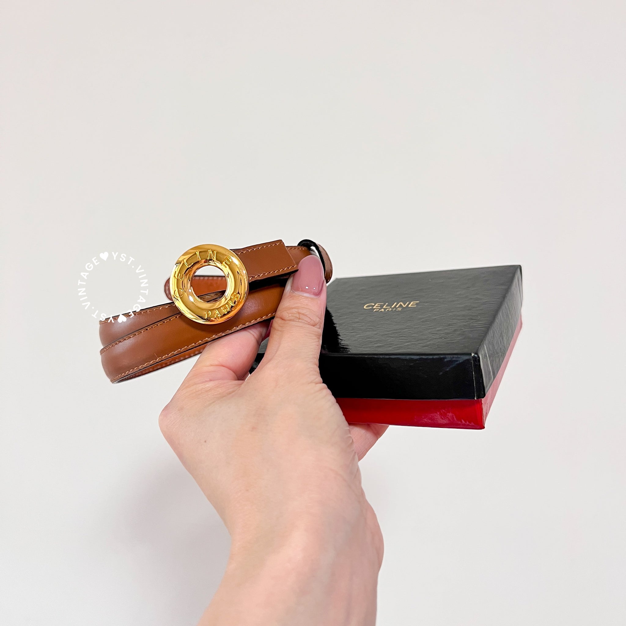 Vintage CELINE Donut Belt - Caramel Brown*Gold