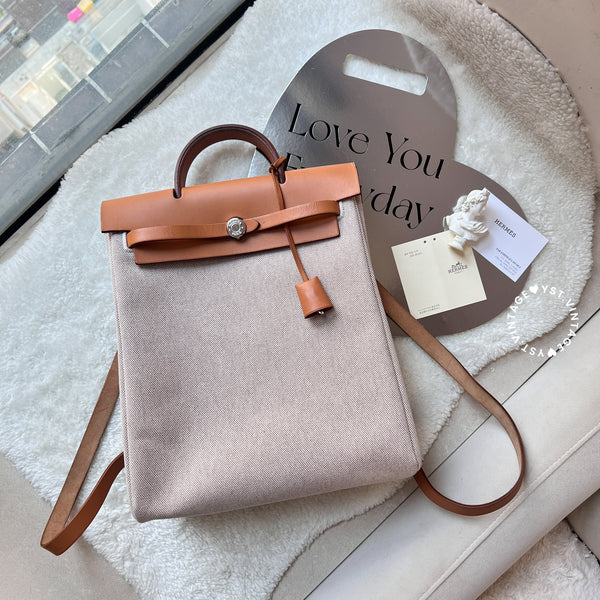 Vintage Hermès 2003 Herbag Ado Backpack PM - Beige