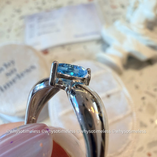 Natural Heart Shape Blue Topaz Silver Ring