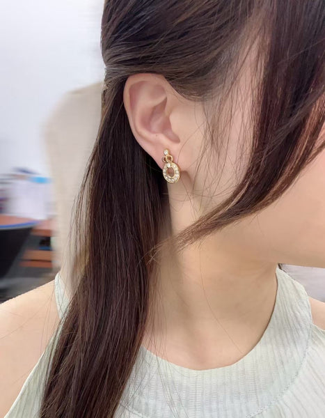 Vintage Dior Rhinestone CD Gold-Finish Metal Earrings