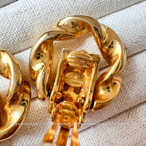 Vintage Givenchy Twist 24KGP Ear Clips