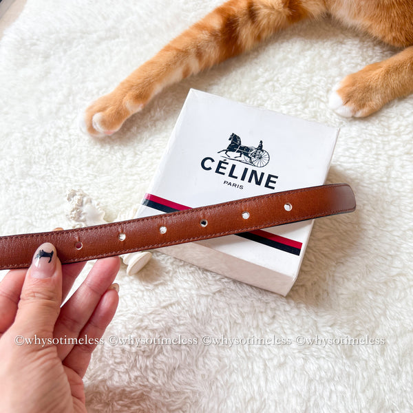 Vintage CELINE Sulky Belt - Brown*Gold With Original Box