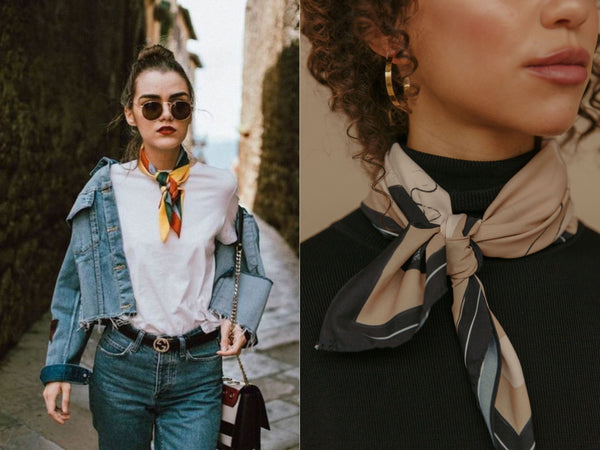 Vintage Chanel Coco & Class Flap Handbag Silk Scarf 90 - Navy