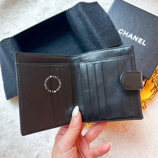 Vintage Chanel 2007 Caviar Coco Short Wallet - Black 005