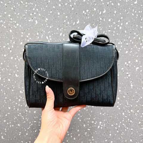 Vintage Dior Trotter Shoulder Bag - Black