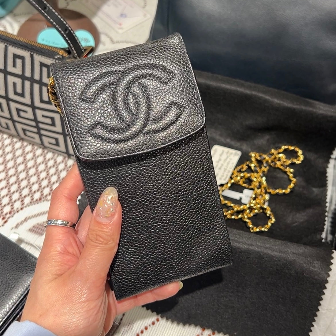 Vintage Chanel Caviar Mini Bag/ Phone Case - Black