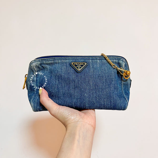 Vintage Prada Denim Makeup Pouch