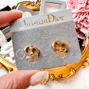 Vintage Dior Gold-Finish Metal with White Crystal Accessories