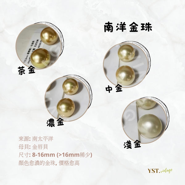 9-10mm 南洋金珠 The South Sea Gold Pearl 18KYG Earrings - Middle Gold