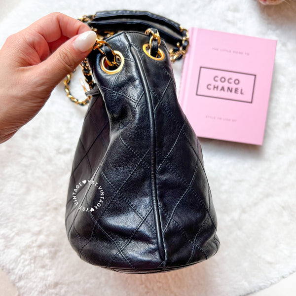 Vintage Chanel Small Bucket Bag with Coco Mark Chain - Black