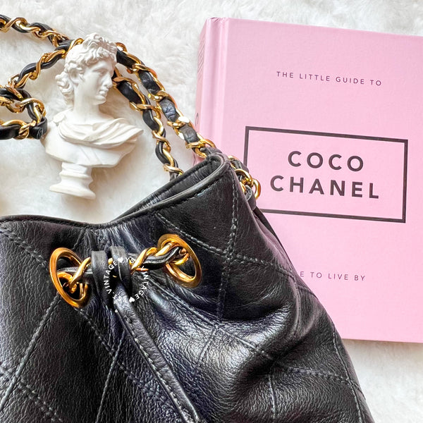 Vintage Chanel Small Bucket Bag with Coco Mark Chain - Black